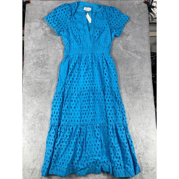 New Anthropologie Somerset Maxi Dress Blue Eyelet - Picture 1 of 13